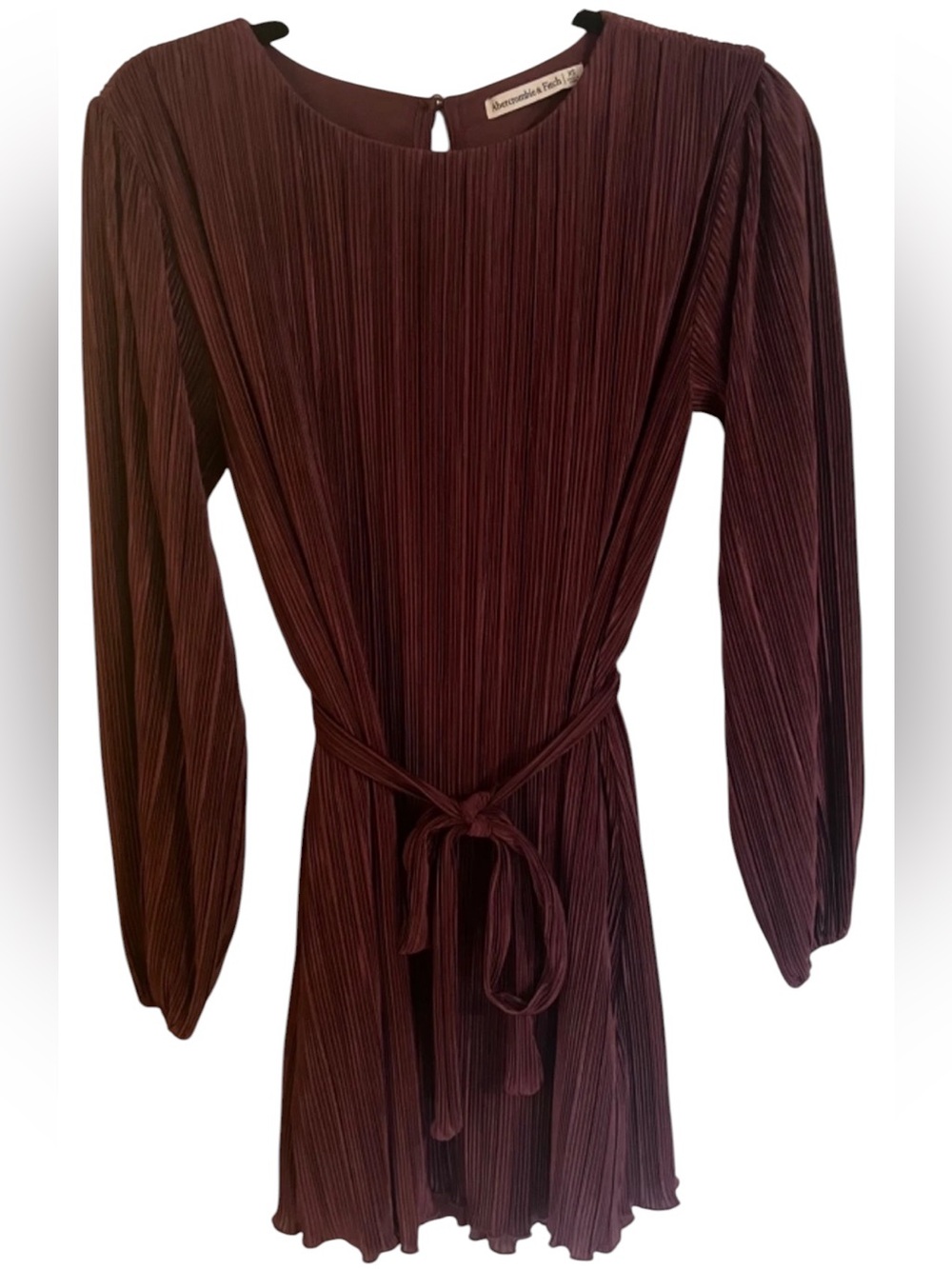 Abercrombie & Fitch Plisse Long Sleeve Dress XS NEW! Never Worn. Satin Fairy